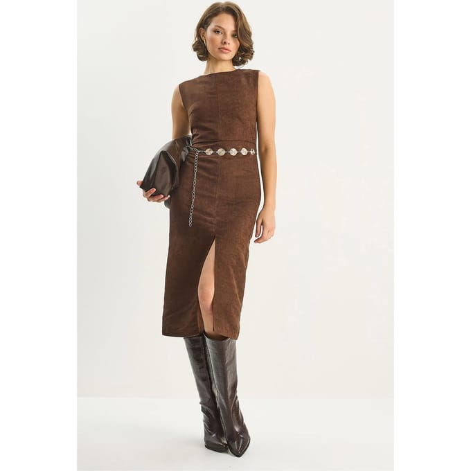 Vegan Suède Midi-jurk