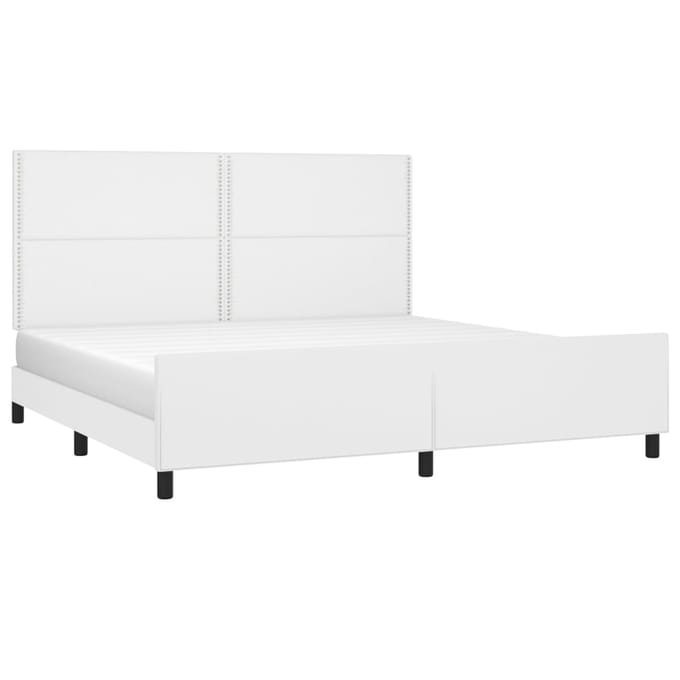 vidaXL - Bedframe - met - hoofdbord - kunstleer - wit - 200x200 - cm