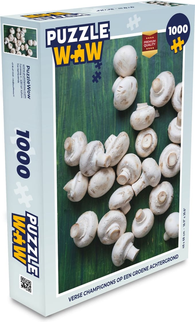 Puzzel Verse champignons op een groene achtergrond - Legpuzzel - Puzzel 1000 stukjes volwassenen
