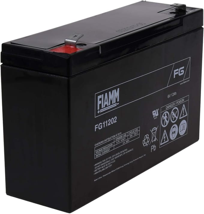 6 Volt Batterij - Oplaadbare Accu - Noodstroom Systemen - Onderhoudsvrij AGM - 12 Ah Capaciteit