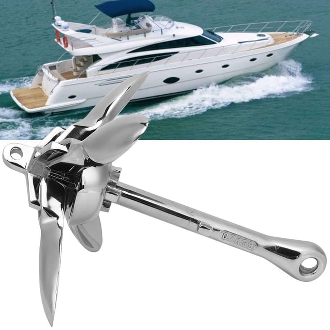304 RVS Boot Vouwbare Grapnel Anker voor Visboot Rubberboot Kano Jacht gray