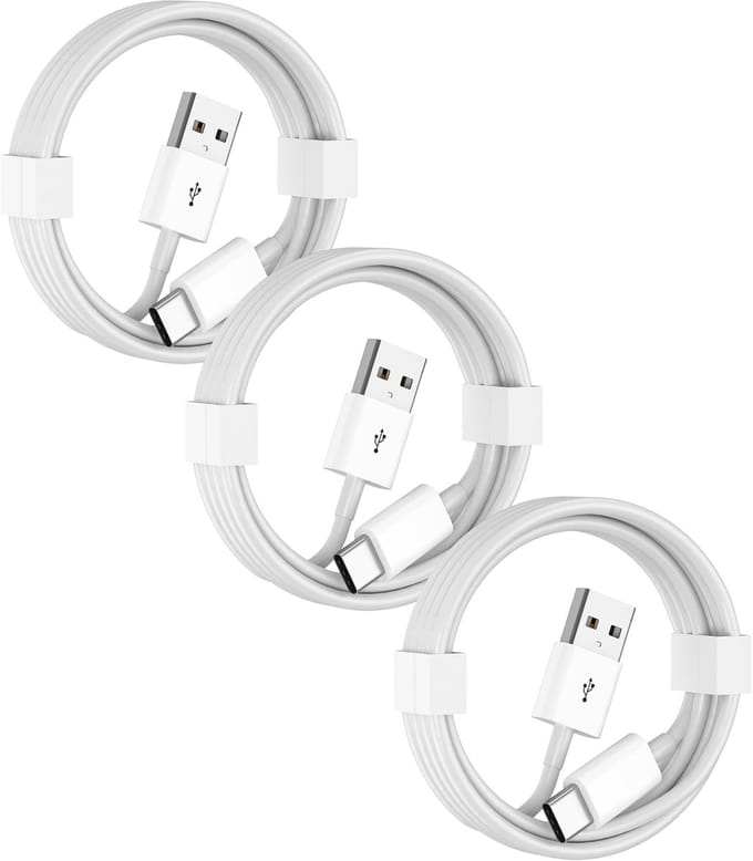 USB A naar USB C Kabel - 2 Meter Oplaadkabel 3x - Wit