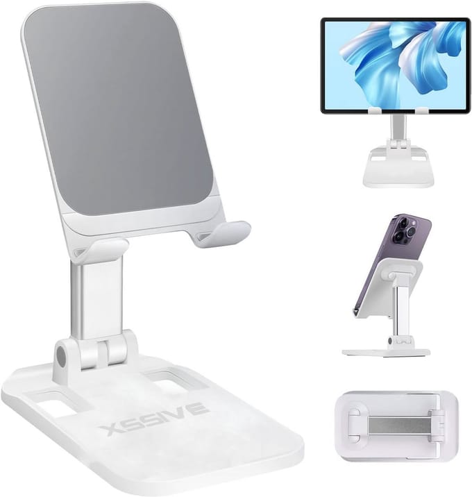 Xssive Telefoonstandaard Bureau - Verstelbaar & Inklapbaar - Geschikt voor Telefoon, iPad & Tablet Houder - Wit