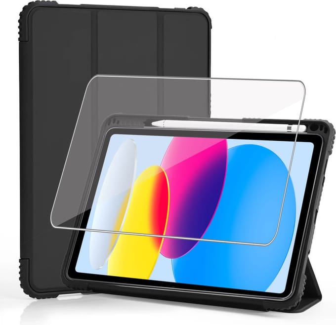 Tablet Hoes + Screenprotector geschikt voor iPad 2025 (A16) & 10.9 2022 – Tempered Glass - Extreme Shock