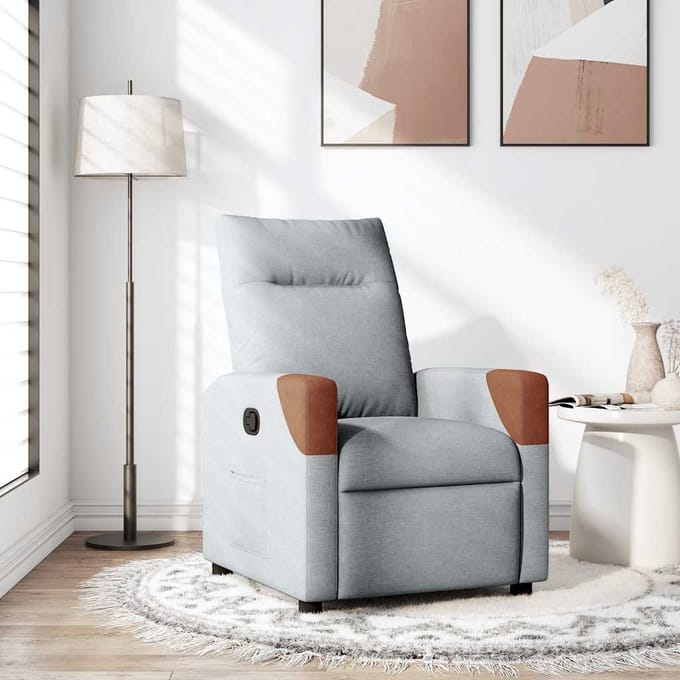 vidaXL - Fauteuil - verstelbaar - stof - lichtgrijs