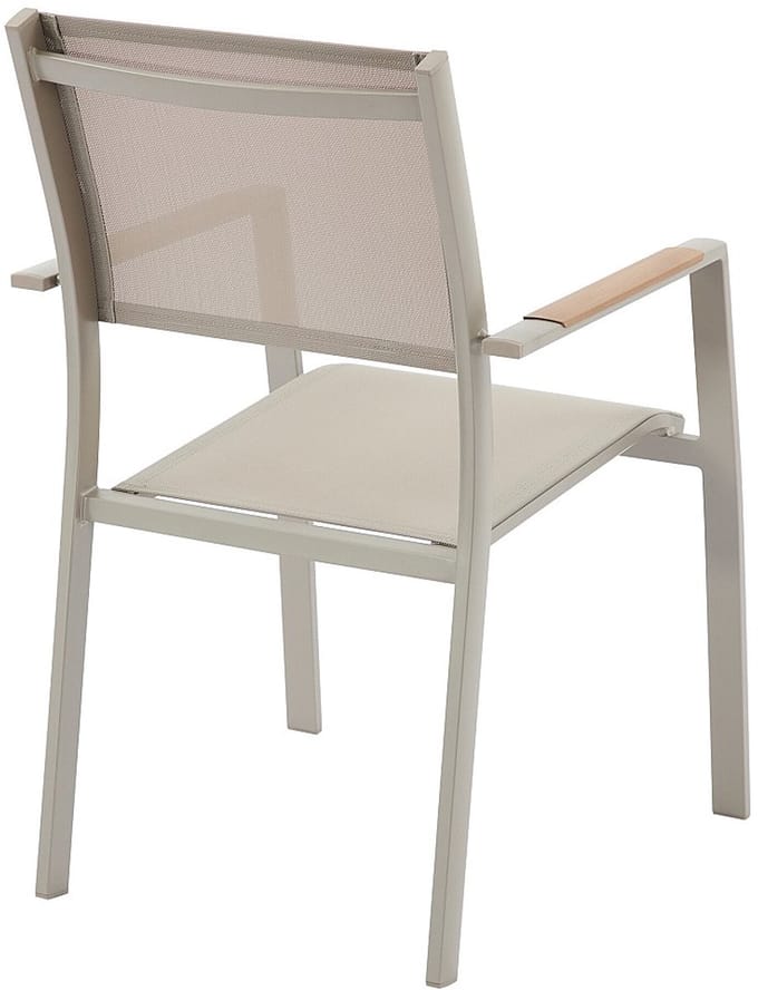 Vente-unique Set van 2 stapelbare tuinstoelen van aluminium en textileen - Taupe - MACILA van MYLIA