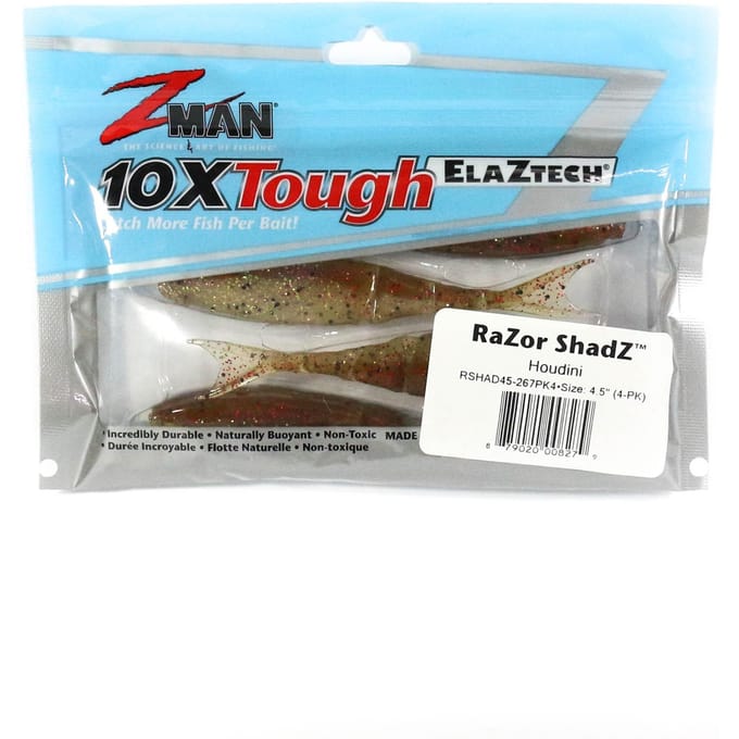 Rasoir à leurre souple Zman 4,5 pouces 4/paquet Houdini (8279) blue