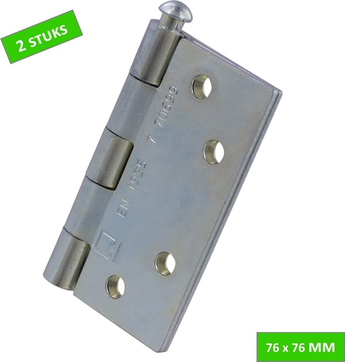 Starx scharnier - 76 x 76 mm - Losse pen - Rechte hoek - Verzinkt - 2 stuks