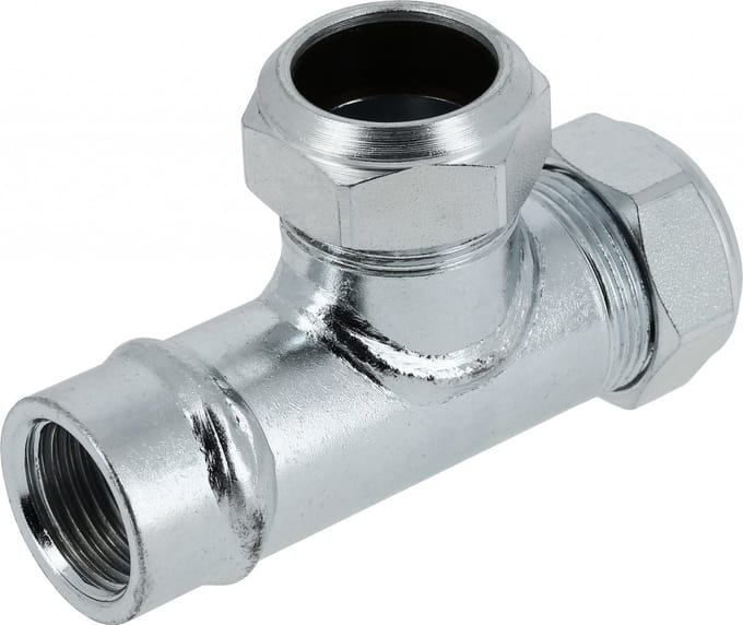 Bonfix Staalverzinkte knelfitting - T-koppeling 112 - knel x knel x binnendraad - 22mm x 22mm x 1/2