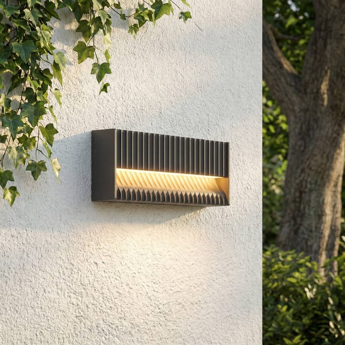 Lucande LED buiten wandlamp Tavion, 25 cm, antraciet, IP65