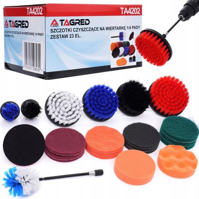Reinigingsborstels voor Boormachine 1/4" Pads 23-delige Set