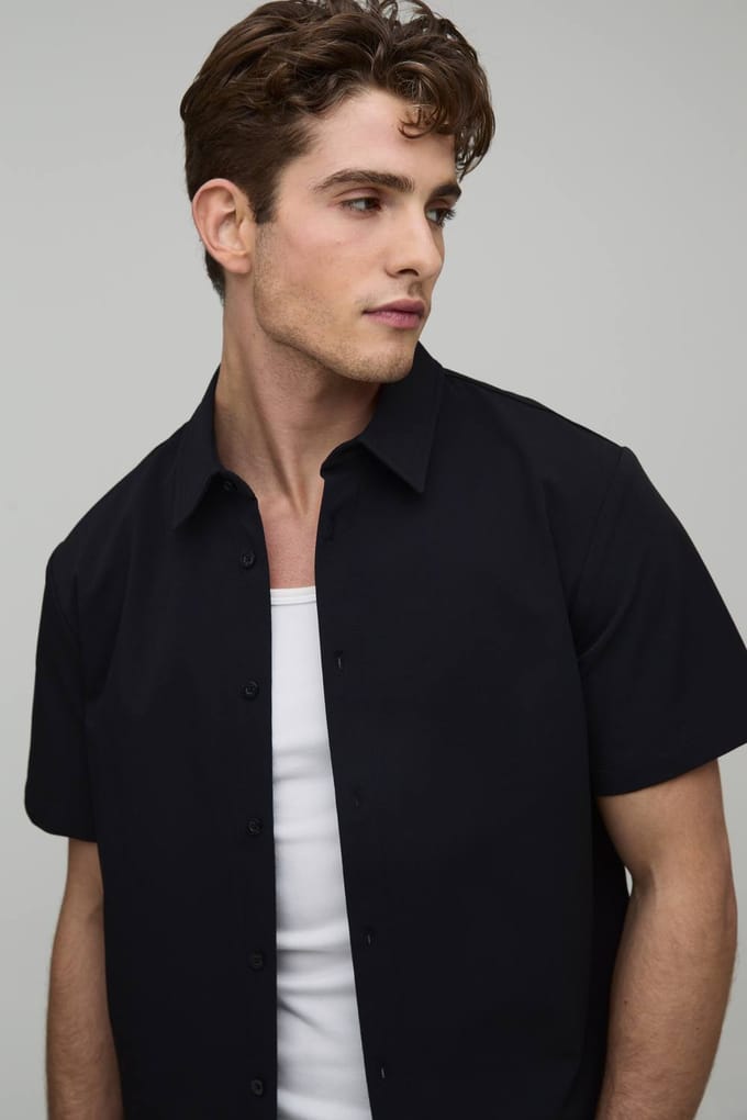 Slim Fit Technische Short Van Middellange Lengte | Black | Size Large