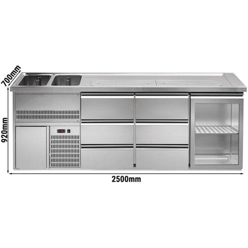 GGM Gastro Biertheke Premium PLUS - 2500x700mm - 1 Glastür & 6 Schubladen