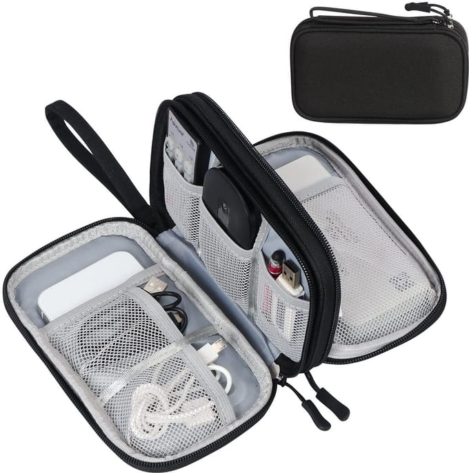 Elektronica Organizer - Kabeltas - Reizen - Dubbellaags - 21 cm - Zwart