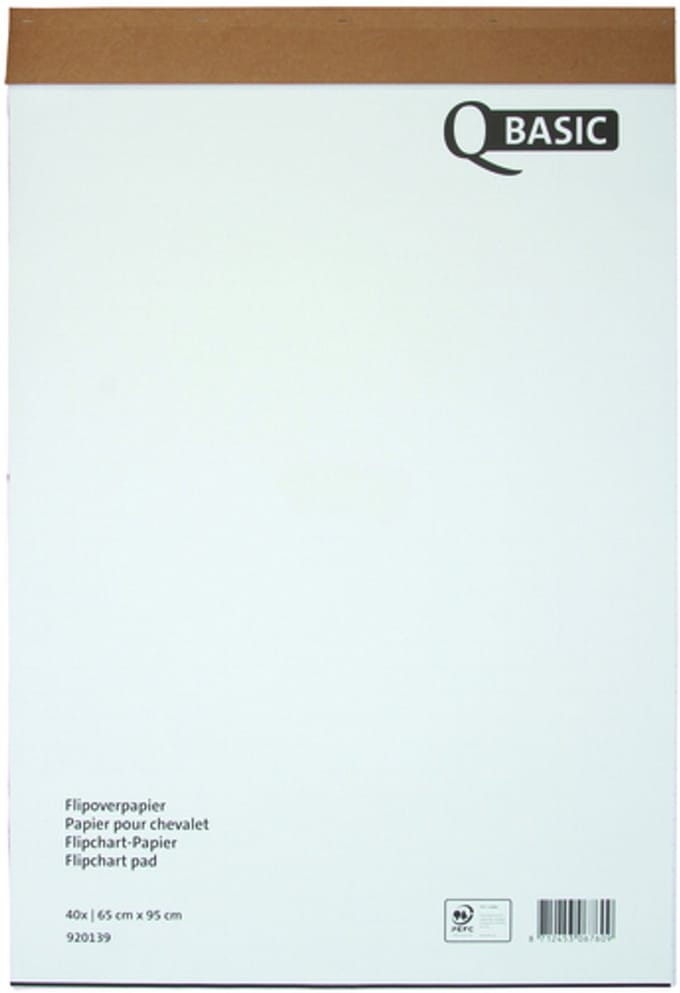 Flipoverpapier Qbasic 65x98cm 40 vel ongevouwen | Omdoos a 3 stuk | 3 stuks