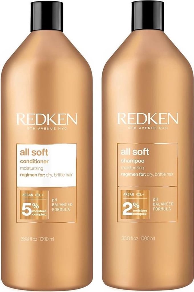 Redken Combinatie All Soft Shampoo en Conditioner 1000ml - extra voordelig