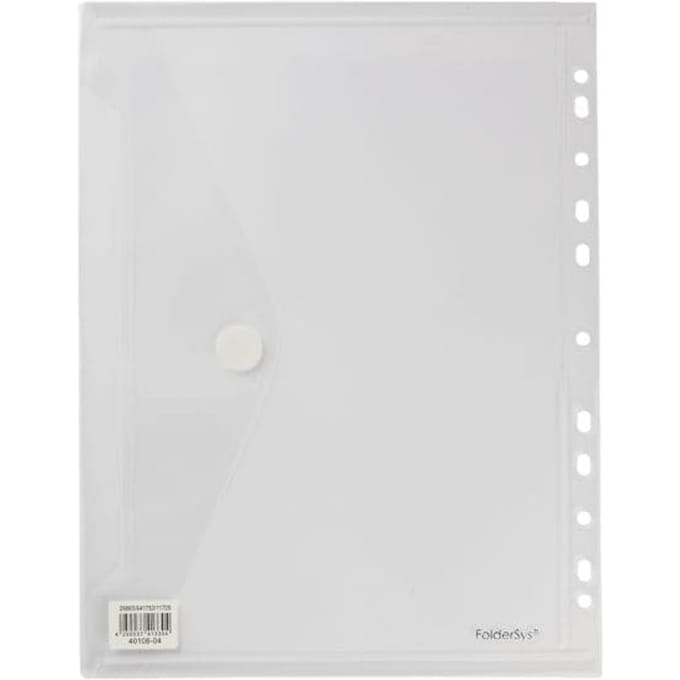 FolderSys -  documentenmap PP A4 - klittenbandsluiting - transparant - 10 stuk