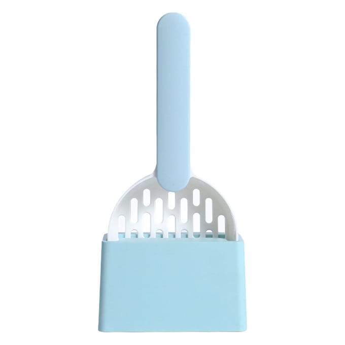 Kattenbakschep Grote Maat ABS Draagbaar Duurzaam Kattenbakzeef Schep voor Thuis Koffiekleur blauw