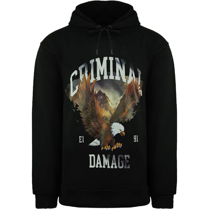 Criminal Damage Eagle Heren Zwarte Hoodie