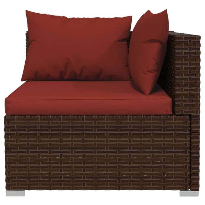 vidaXL - 6-delige - Loungeset - met - kussens - poly - rattan - bruin