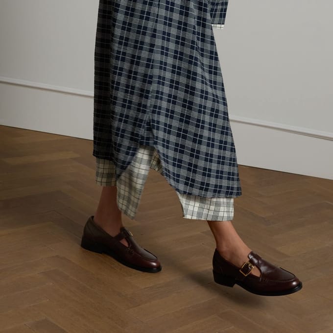 Manfield - Dames - Donkerbruine leren loafers - Maat 39