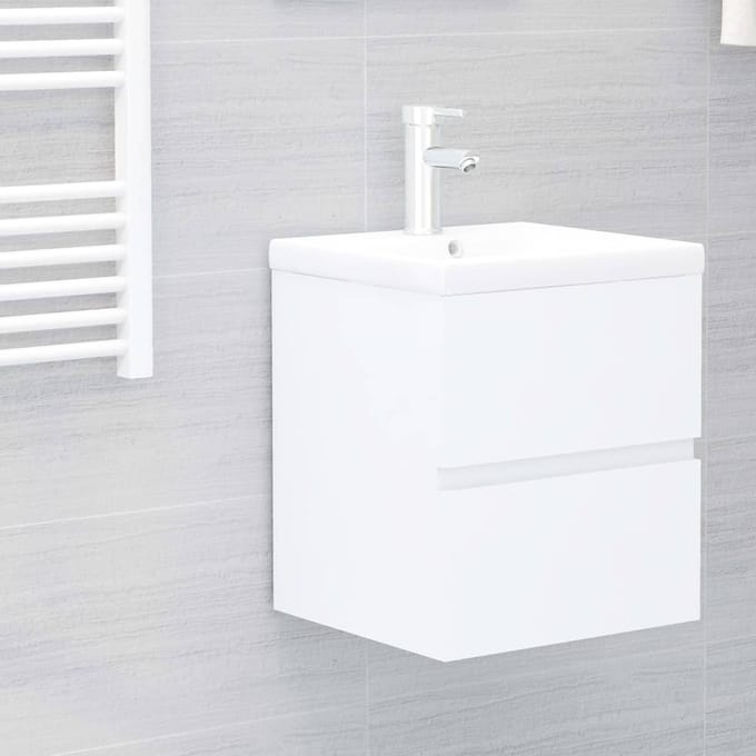 vidaXL - Wastafelkast - met - ingebouwde - wastafel - spaanplaat - wit