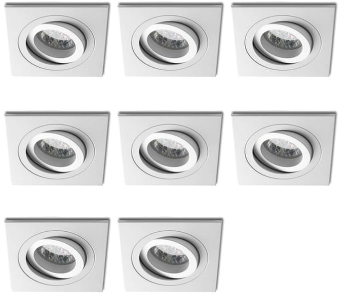 Lybardo - Inbouwspots - 8-pack - Spotjes Inbouw - Vienna - Kantelbaar - Vierkant