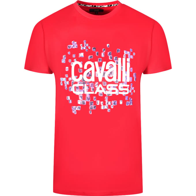 Cavalli Class Schaalontwerp Logo Rode T-Shirt