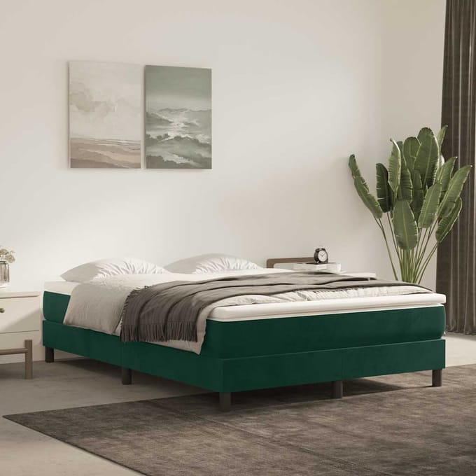 vidaXL - Boxspring - bed - 140x200 - cm - fluweel - donkergroen