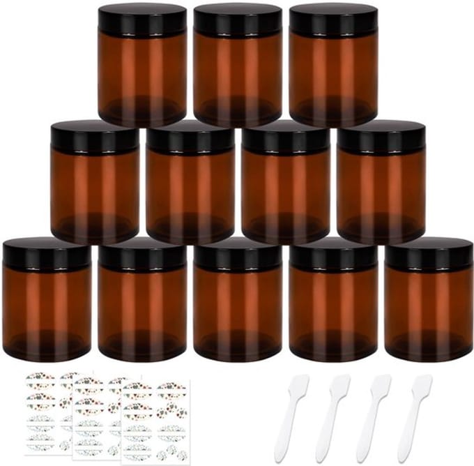 IMstore - 12 pcs glazen potjes - 240ml cosmetic containers - lucht- en lekdicht