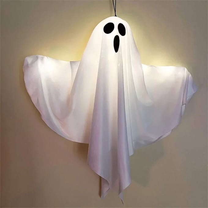 Halloween Spookje Versiering met Lichtjes - Versiering op Batterijen - Wit