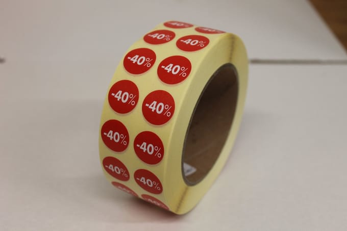 prijs stickers rood promo -40 % 2000 stuks