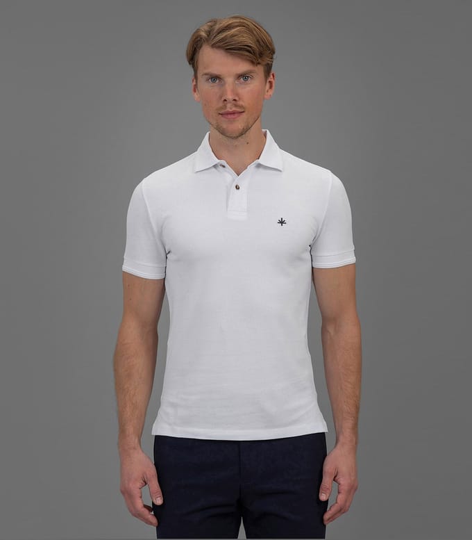 Laurent Vergne - Heren - Polo - Wit - 100% Katoen - maat S - Slim fit