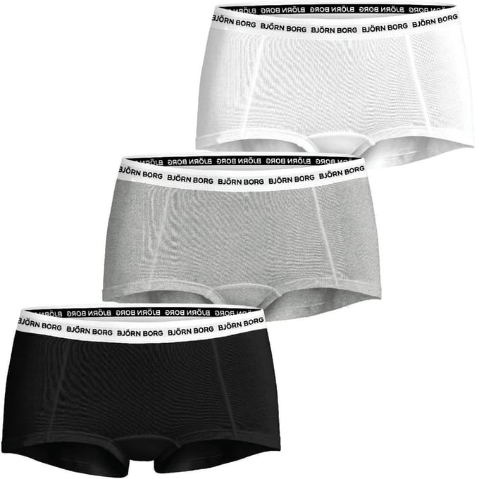 Björn Borg dames Core minishorts - boxers korte pijpen (3-pack) - wit - grijs - zwart