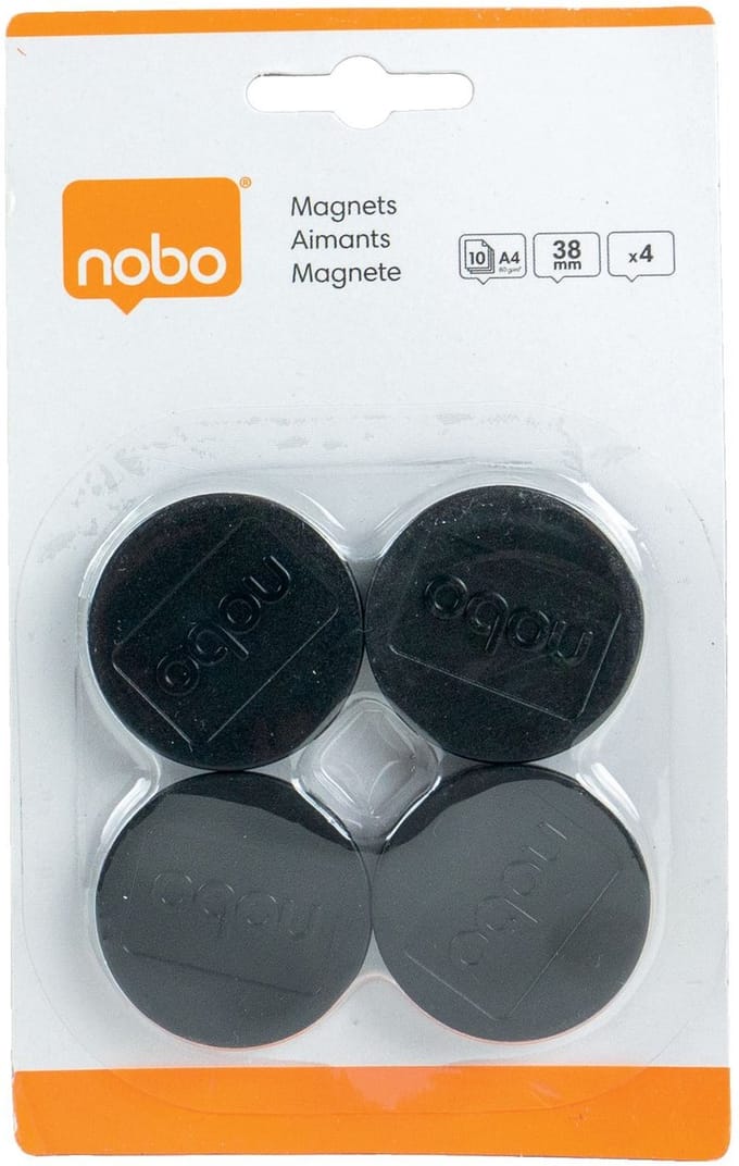 Nobo magneten, 38 mm, zwart, blister van 4 stuks 10 stuks