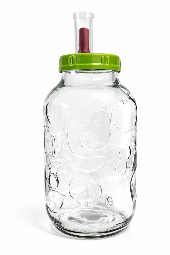 Glazen pot 5 liter met deksel en waterslot