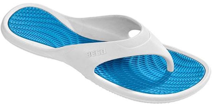 BECO dames teenslippers - wit/turquoise - maat 36