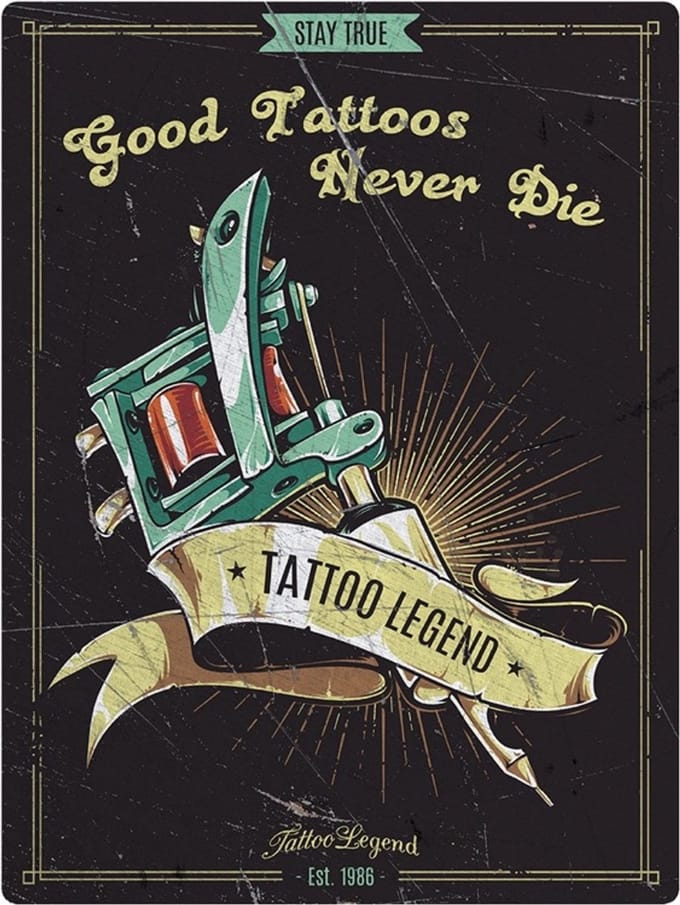 Signs USA - retro wandbord - dibond - Tattoo Legend - 33 x 44 cm
