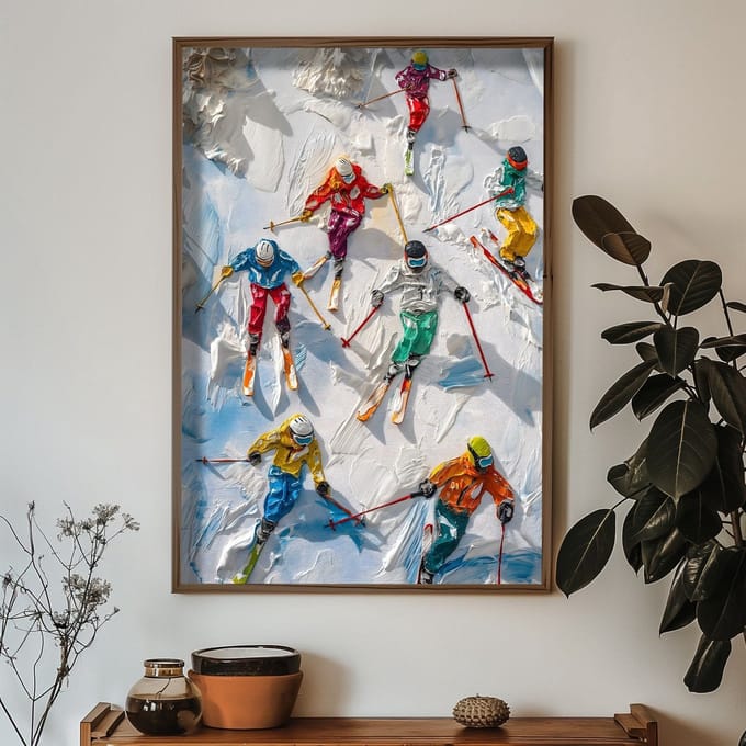 Asir - Decoratief ingelijst schilderij van MDF - Veelkleurig - 100% MDF (Dikte: 3 mm) - 52 x 72 x 4,5 cm