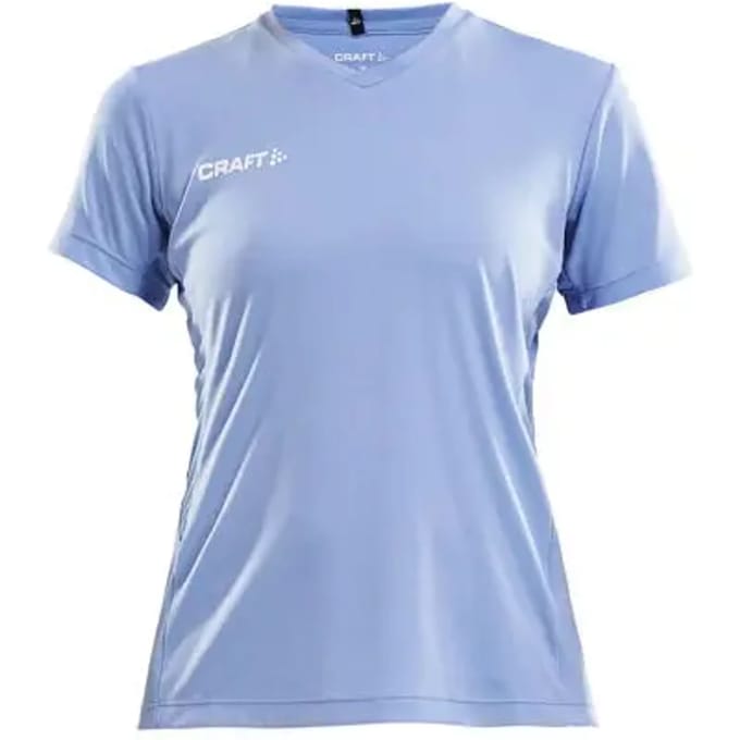 Craft Squad Jersey Solid SS Shirt Dames Sportshirt - Maat L  - Vrouwen - blauw/wit