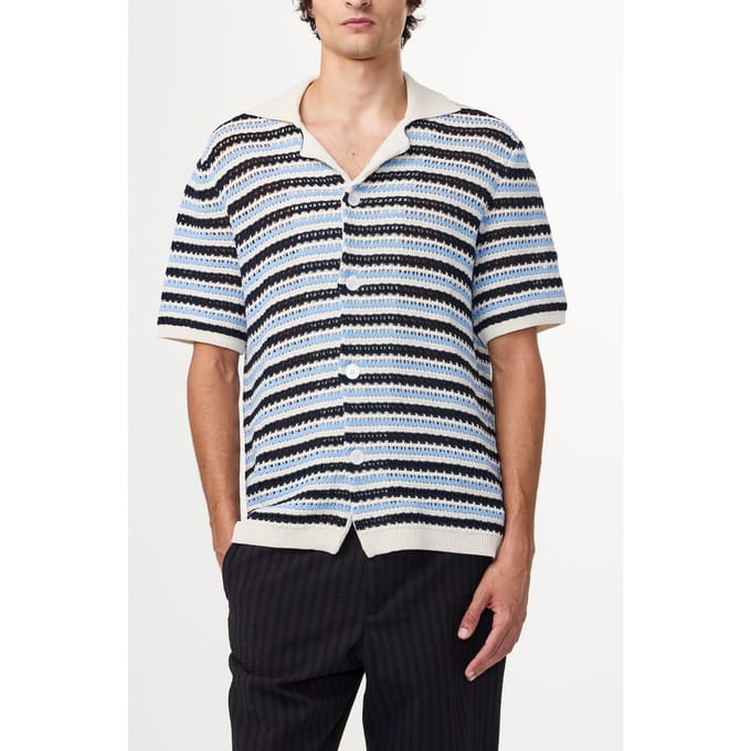 NN.07 Henry Knit Navy Stripe Taglia: M | Cardigan Outlet | Uomo | Blu