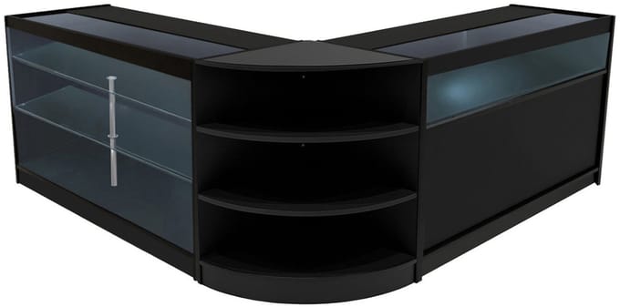 Demeter led-winkeltoonbankset - zwart - 150/150/60 cm