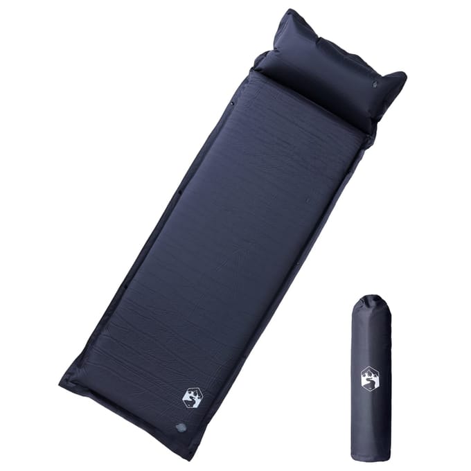 vidaXL - Kampeermatras - met - kussen - zelfopblazend - 1-persoons - grijs
