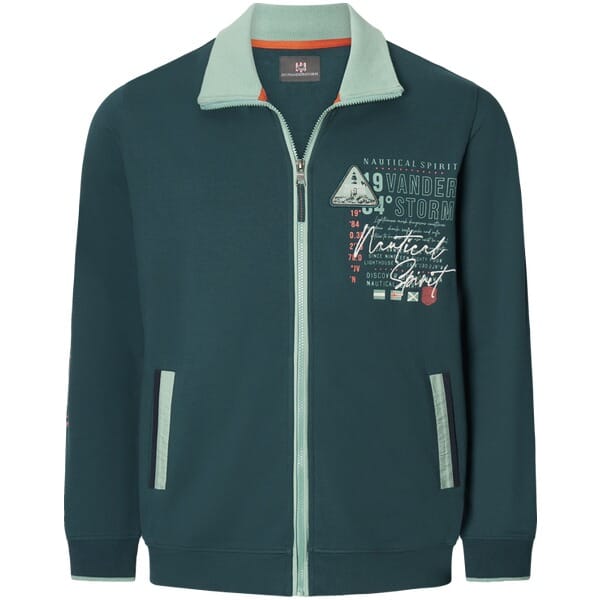 Jan Vanderstorm herren Sweatvest - 52/54 - petrol - Plus Size
