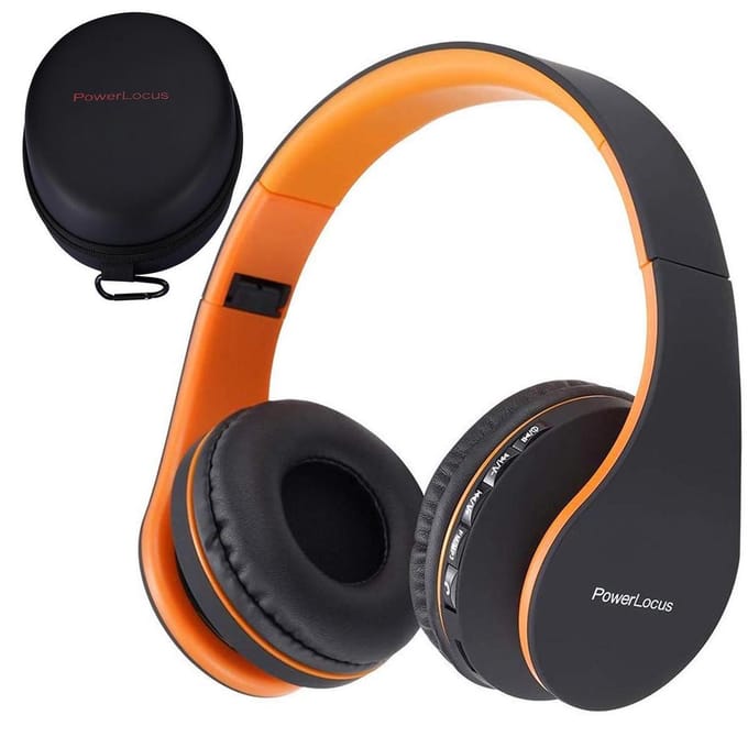 PowerLocus P1 Bluetooth Koptelefoon – Draadloos – Over Ear – Met Microfoon – Inklapbaar - incl. Hoes – Oranje