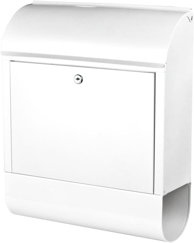 Witte Stalen Brievenbus met Krantenbox en DIN C4 Inworp - 46cm Hoog