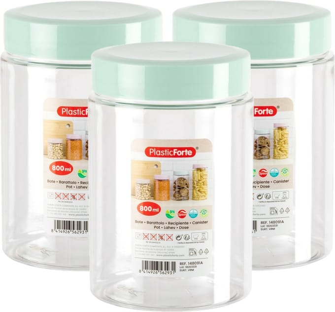 PlasticForte Voorraadpot/bewaarpot - 6x - 800 ml - kunststof - mint groen- B10 x H15 cm