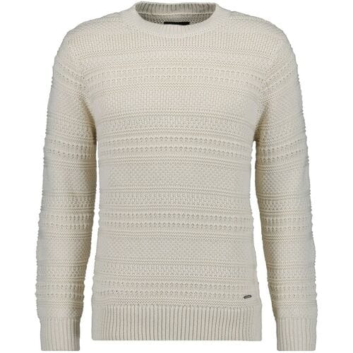Ragman Trui Uni Color Round Neck Patterned Structure Knit Ecru / male