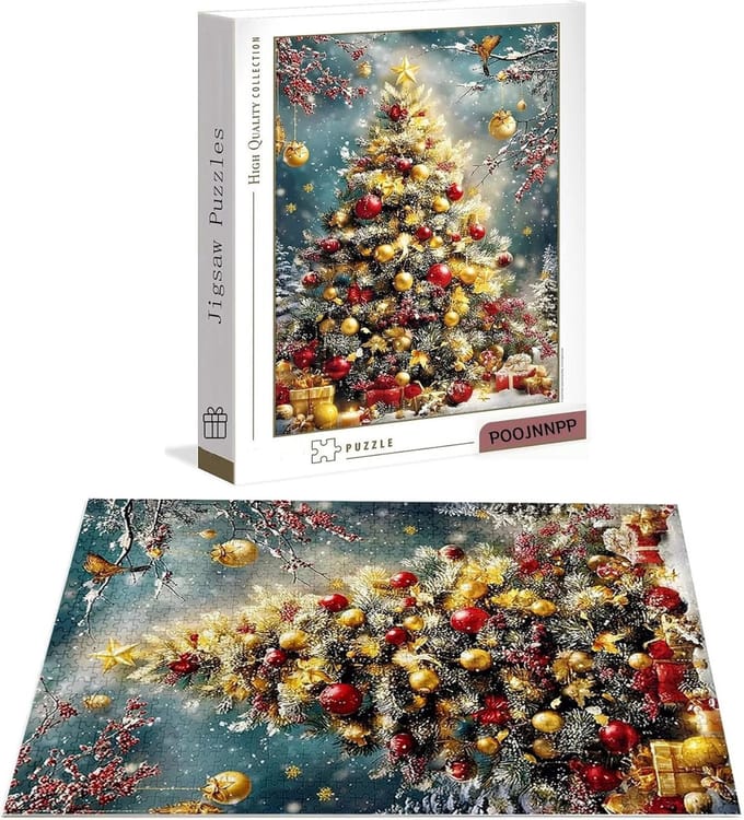 Houten Puzzel - 1000 Stukjes - Ontspanning Thuis - Genummerde Achterkant - 75 x 50 cm - Kerstmis Thema