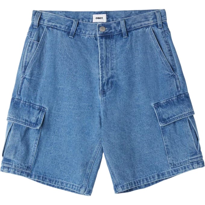 bermuda Obey bigwig baggy denim cargo short - steen wassen indigo